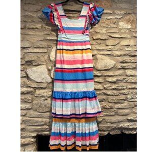 Plenty by Tracy Reese Striped Ruffle Sleeve Midi Dress Size S Multicolor